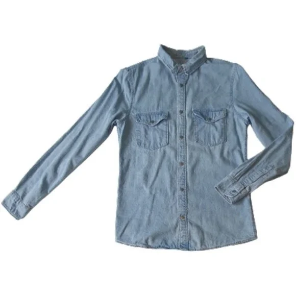 Size S 34½-36¼" Collar 41.5cm Denim Slim Fit Shirt - Picture 1 of 11